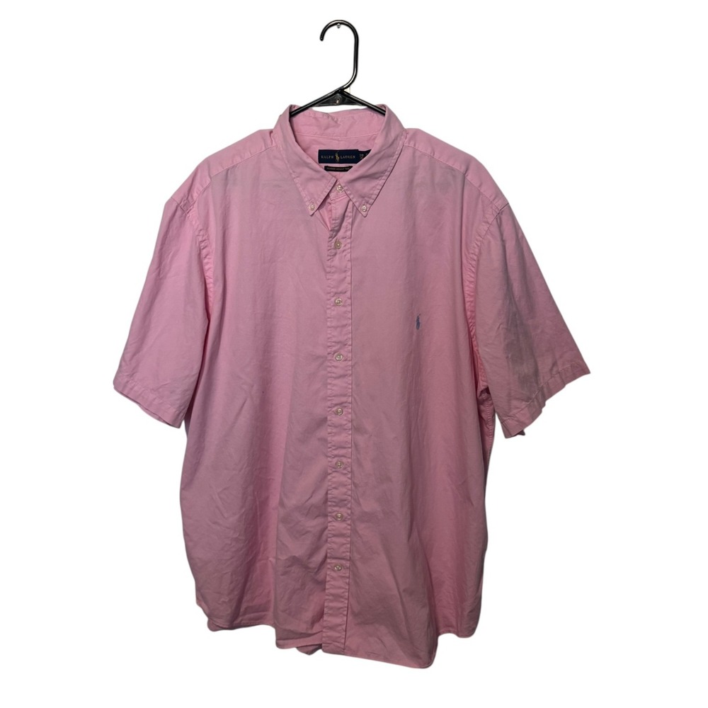 Ralph Lauren Shirt Feather Weight Twill Mens 2XB Big Pink Short Sleeve Pony